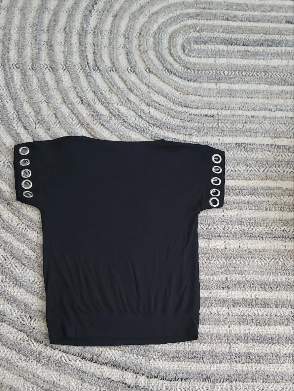 Michael Kors Black Short-Sleeve Tee with Silver Grommet Trim